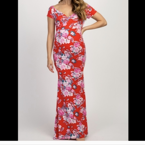 Pinkblush Dresses & Skirts - Pinkblush Red Rose Floral Maternity Maxi Gown